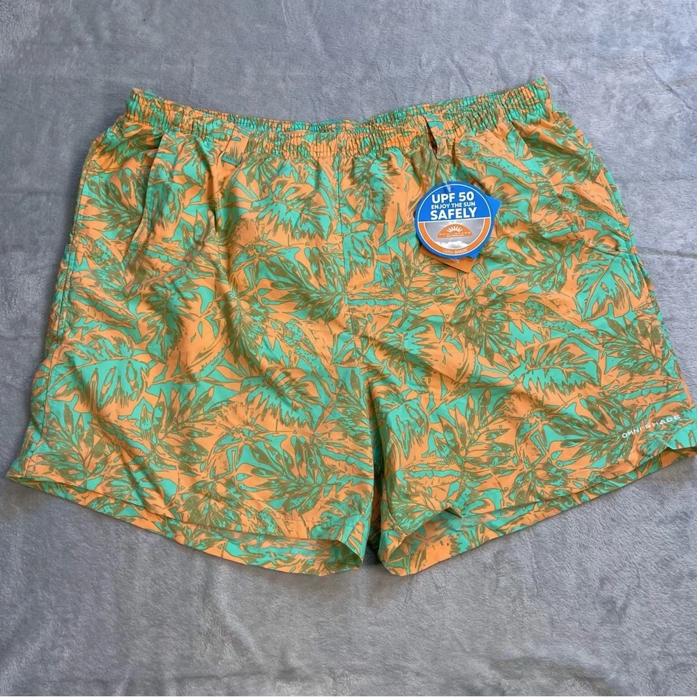 Columbia PFG Water Shorts Swim Trunks XXL Mens NWT Super Backcast Tropical Palm
